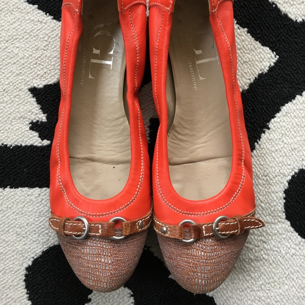 AGL Cap Toe Ballet Flat Orange/Gold/Brown